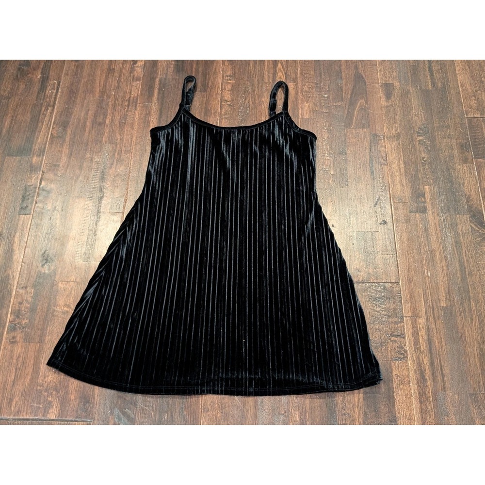 American‎ Eagle Dress Womens Large Black Velvet Pleated A-Line Slip Mini Soft
